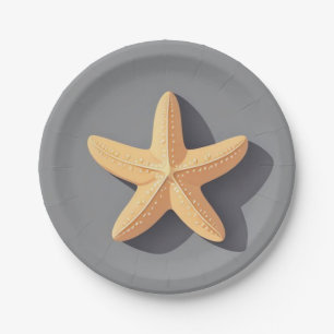 Starfish and Its Shadow Paper Plate