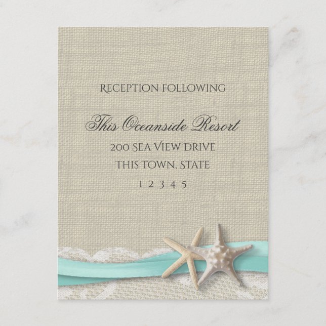 Starfish and Lace Rustic Beach Response Card (Front)
