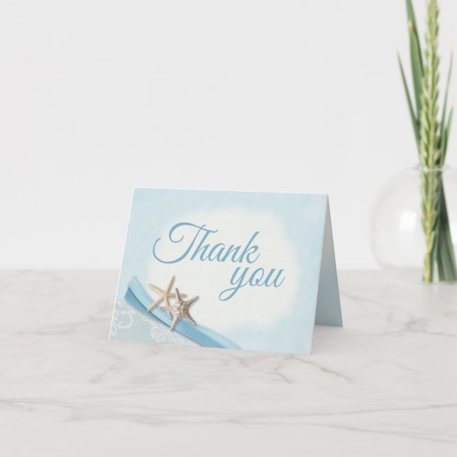 Starfish and Lace Thank you with Heart Card (Front)