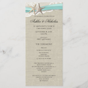 Starfish and Lace Wedding Program Programme