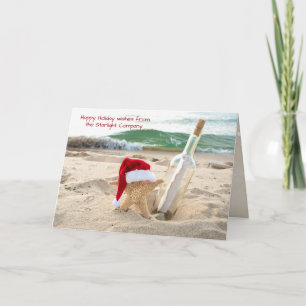 Starfish and message in bottle from business card
