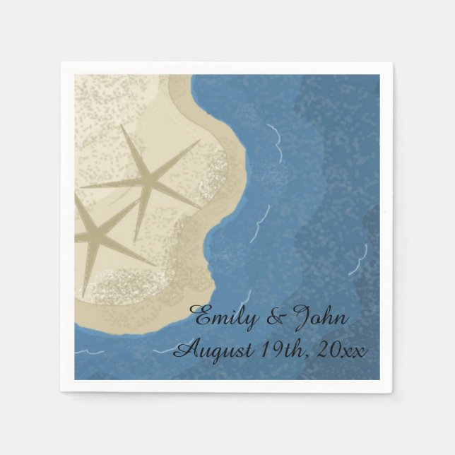 Starfish and Ocean Wedding Napkin (Front)