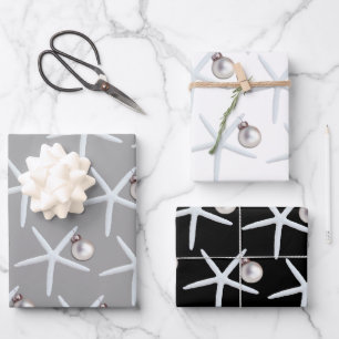 Starfish and Ornament Beach Christmas Wrapping Paper Sheet