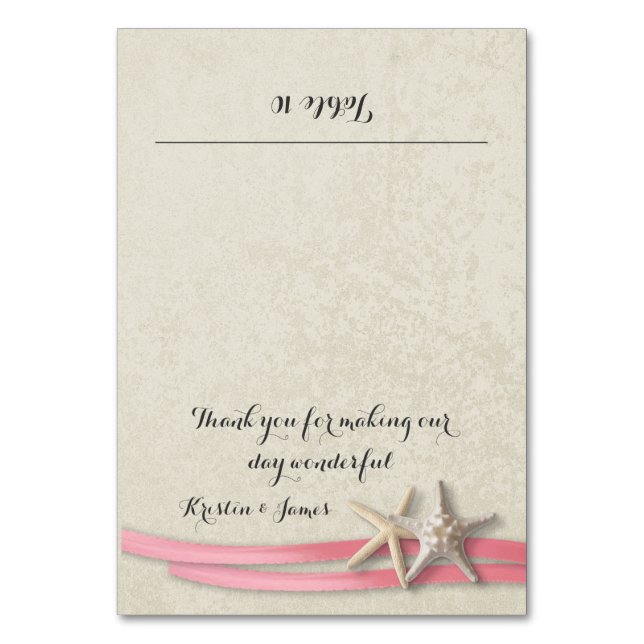Starfish and Pink Ribbon Place Card (Front)