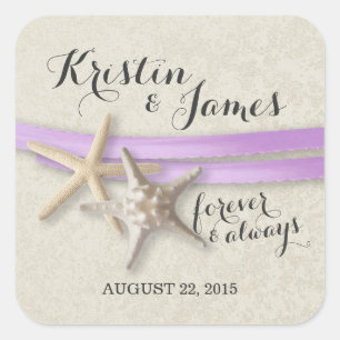 Starfish and Purple Ribbon Square Sticker
