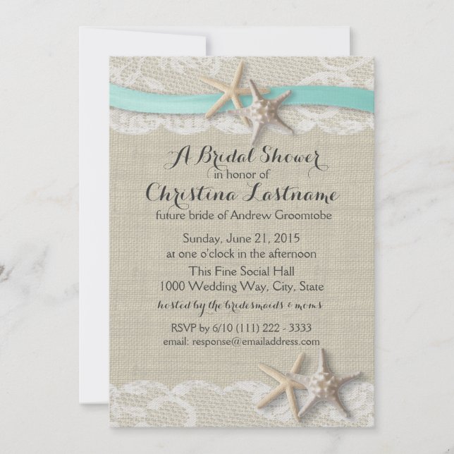 Starfish and Ribbon Bridal Shower Invitation (Front)