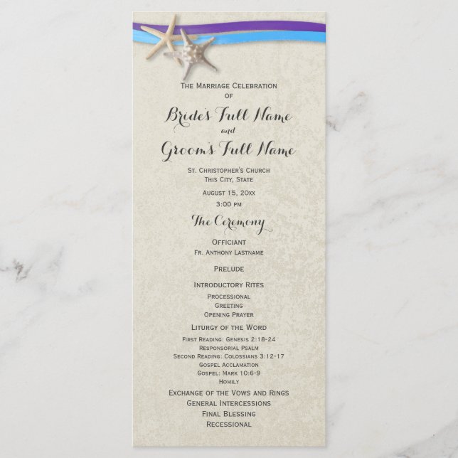 Starfish and Ribbon D Purple and Blue Programme (Front)