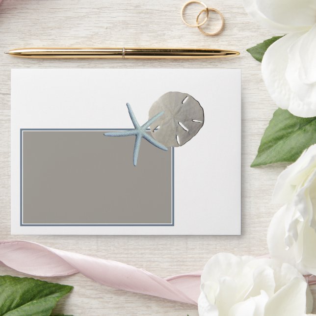 Starfish and Sand Dollar - Beach Wedding Envelope (Wedding)