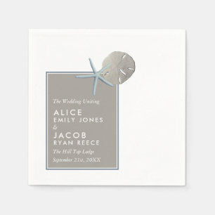 Starfish and Sand Dollar - Beach Wedding Napkin