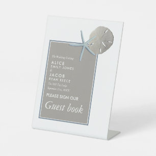 Starfish and Sand Dollar - Beach Wedding Pedestal Sign