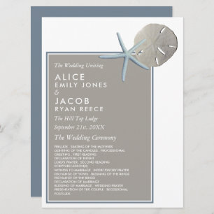 Starfish and Sand Dollar - Beach Wedding Programme