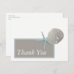Starfish and Sand Dollar - Beach Wedding Thank You Postcard