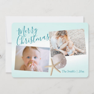 Starfish and Sand Dollar Holiday Photo Card