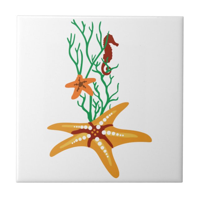 Starfish and Seahorse Tile (Front)
