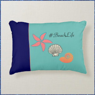 Starfish and Seashell Beach Life Decorative Cushion