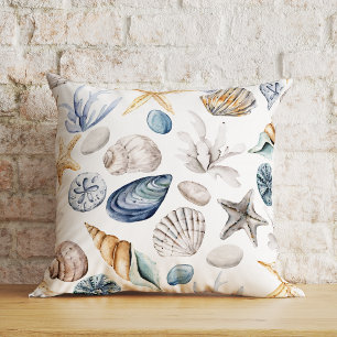 Starfish And Seashell Summer Cushion