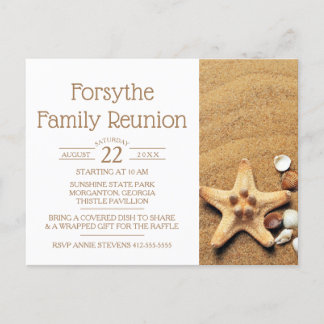 Starfish And Seashells Beach Family Reunion Invitation Postcard