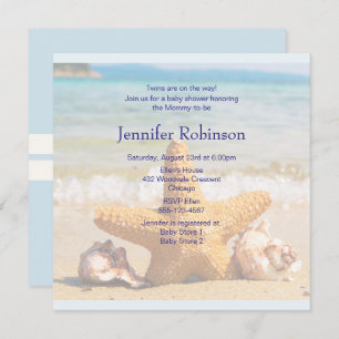 Starfish and Seashells on the Beach Baby Shower Invitation