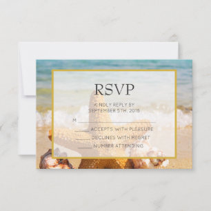 Starfish and Seashells on the Beach Weddiong RSVP Card