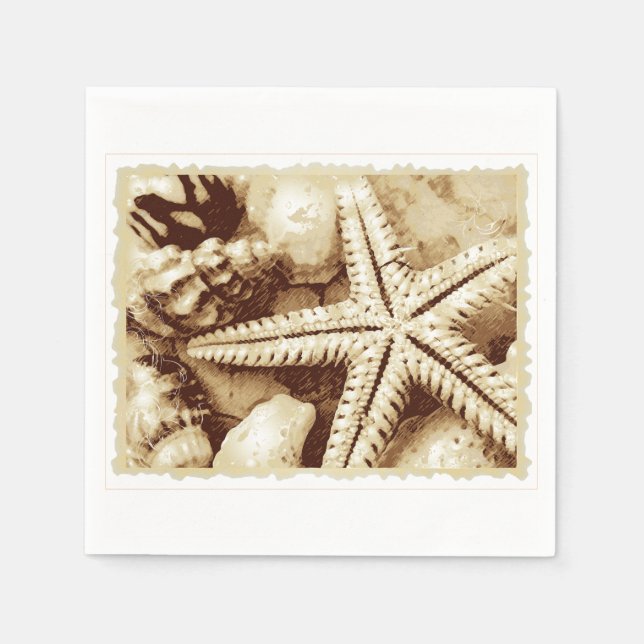 Starfish and Seashells Paper Napkins (Front)