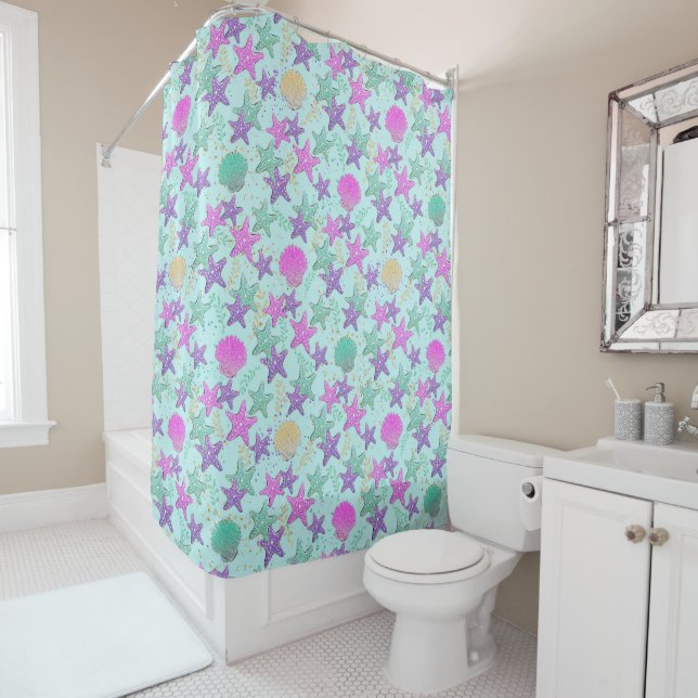 Starfish And Seashells Shower Curtain (In Situ)
