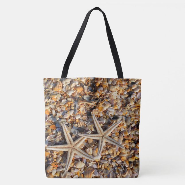 Starfish and Seashells Tote Bag (Front)