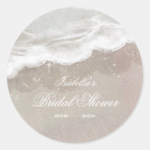 Starfish and Shells Tropical Beach Bridal Shower Classic Round Sticker