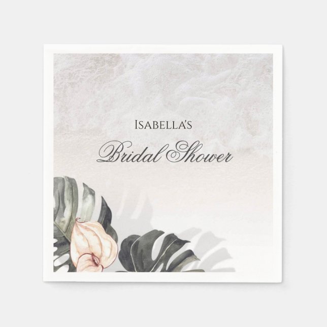 Starfish and Shells Tropical Beach Bridal Shower Napkin (Front)