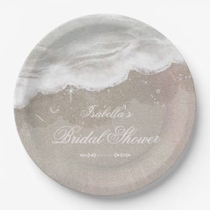 Starfish and Shells Tropical Beach Bridal Shower Paper Plate