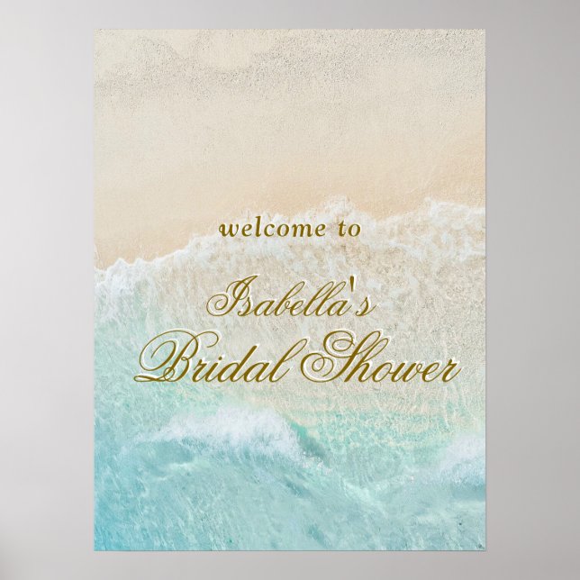 Starfish and Shells Tropical Beach Bridal Shower Poster (Front)