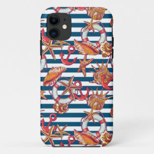 Starfish And Stripes Pattern iPhone 11 Case