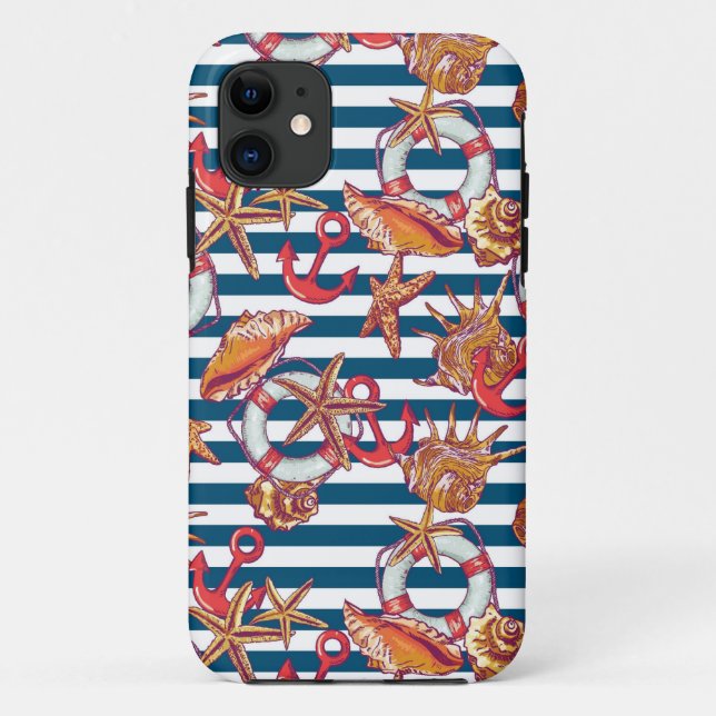 Starfish And Stripes Pattern Case-Mate iPhone Case (Back)