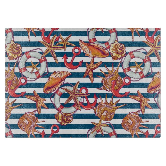 Starfish And Stripes Pattern Cutting Board (Front)