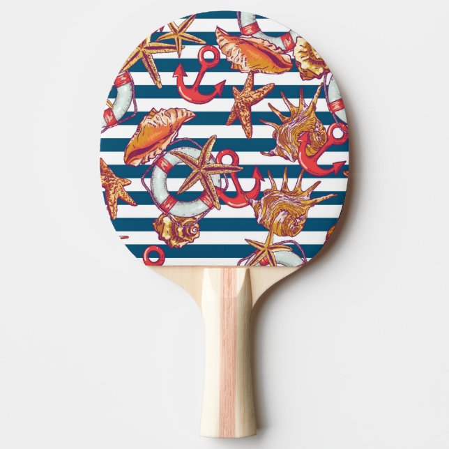 Starfish And Stripes Pattern Ping Pong Paddle (Front)
