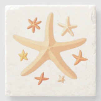 Starfish and the Small Ones Stone Coaster