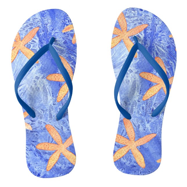 Starfish and water effect watercolor jandals (Footbed)
