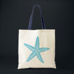 Starfish Aqua Blue Tote Bag<br><div class="desc">This design has a vintage illustration of a starfish in a aqua blue colour scheme,  perfect for summer,  beach and nautical themes.</div>