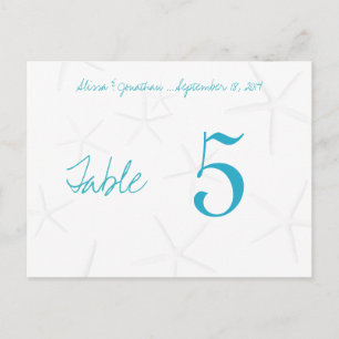 Starfish Aqua Numbers Reception Table Cards