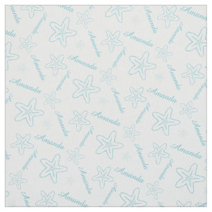 Starfish aqua white customised fabric