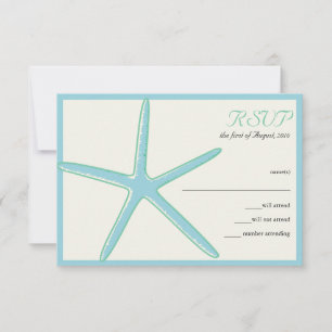 Starfish Aquamarine Wedding RSVP Cards