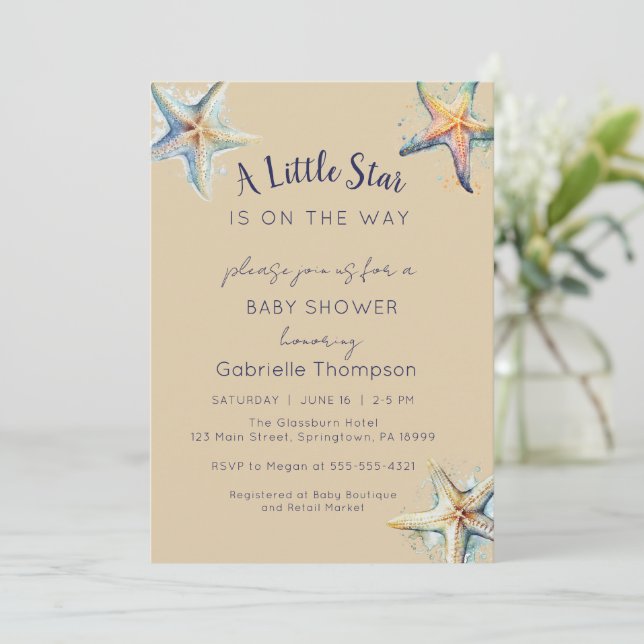 STARFISH Baby Shower Invitation (Standing Front)