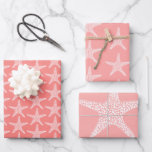Starfish  Beach Coral Summer Wedding Pattern  Wrapping Paper Sheet<br><div class="desc">Starfish Beach Summer Nautical Pattern design with customisable background colours to match any desired theme</div>