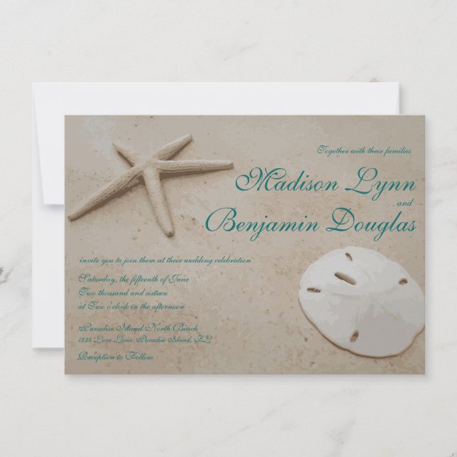 Starfish Beach Destination Wedding Invitations (Front)