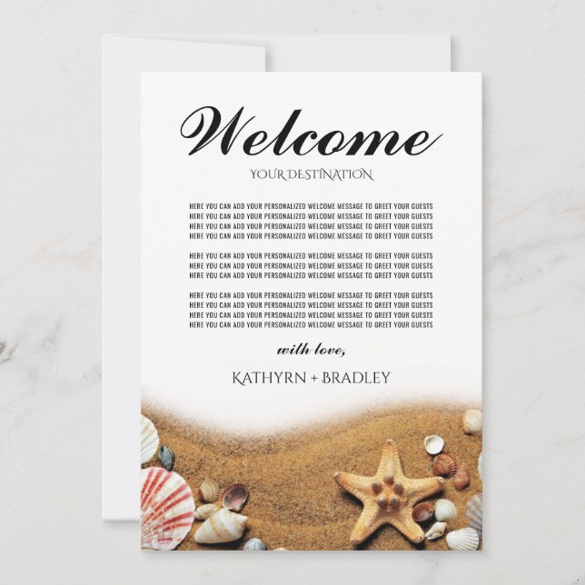 Starfish Beach Destination Welcome Wedding Invitation (Front)