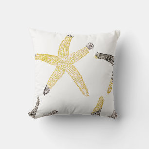 Starfish Beach Glittery Gold Black White 2023 Cushion