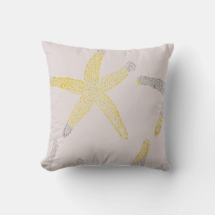 Starfish Beach Glittery Gold Pink Grey Gift Cushion