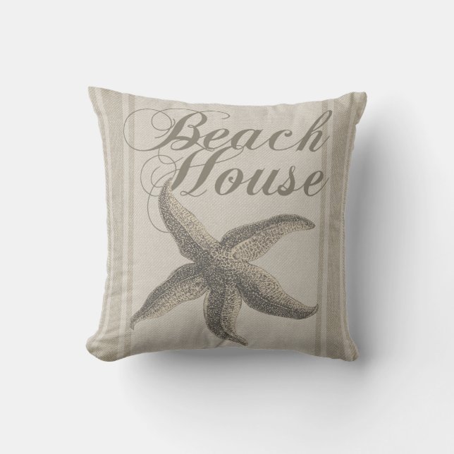 Starfish Beach House Seashore Coastal Cushion (Front)