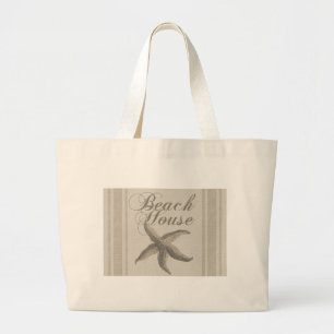 Starfish Beach House Seashore Coastal Large Tote Bag