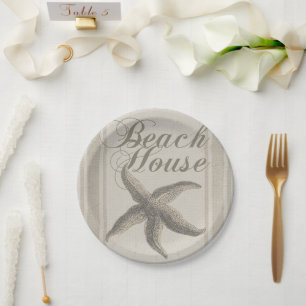 Starfish Beach House Seashore Coastal Paper Plate