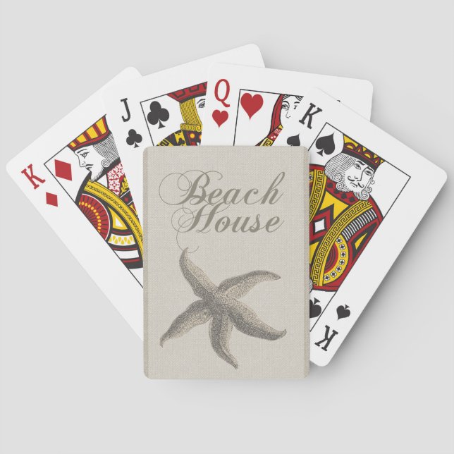 Starfish Beach House Seashore Coastal Playing Cards (Back)